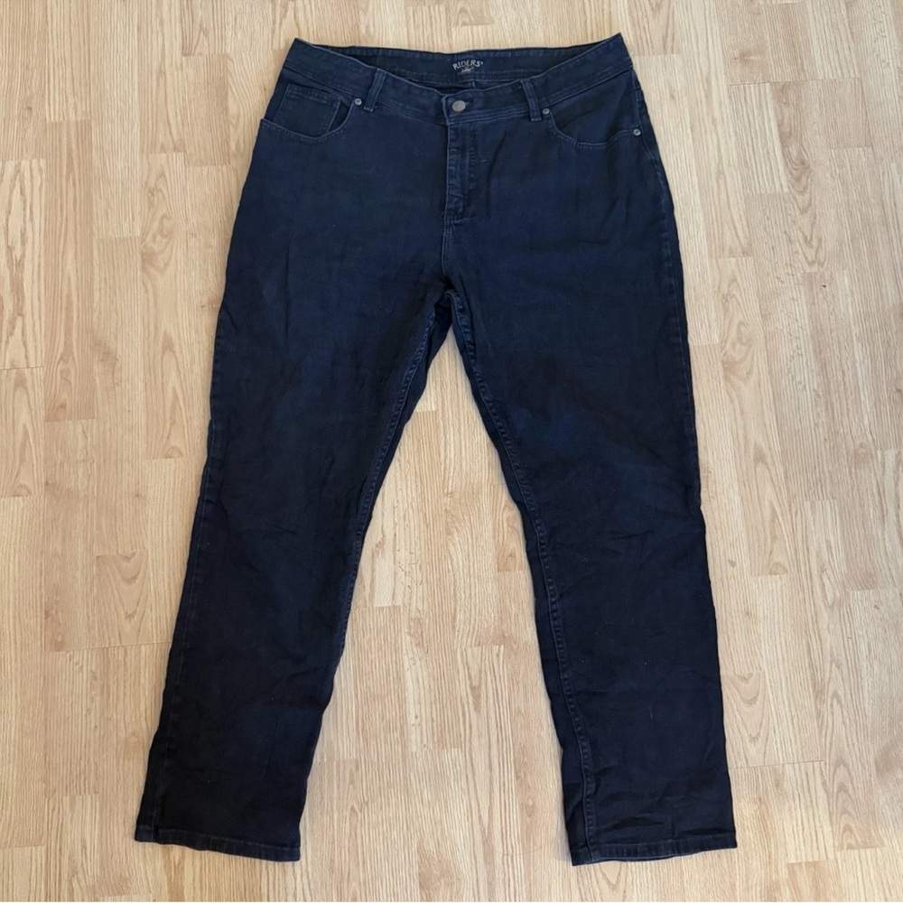 VTG RIDERS BY LEE WOMEN’S STRAIGHT LEG BLACK DENIM JEANS SIZE 18 WM